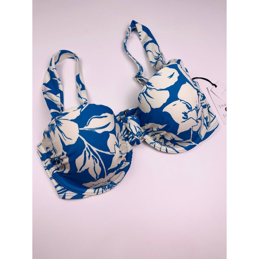 Shade & Shore Blue White Floral Underwire Bikini Top 34C NWT - Picture 3 of 8